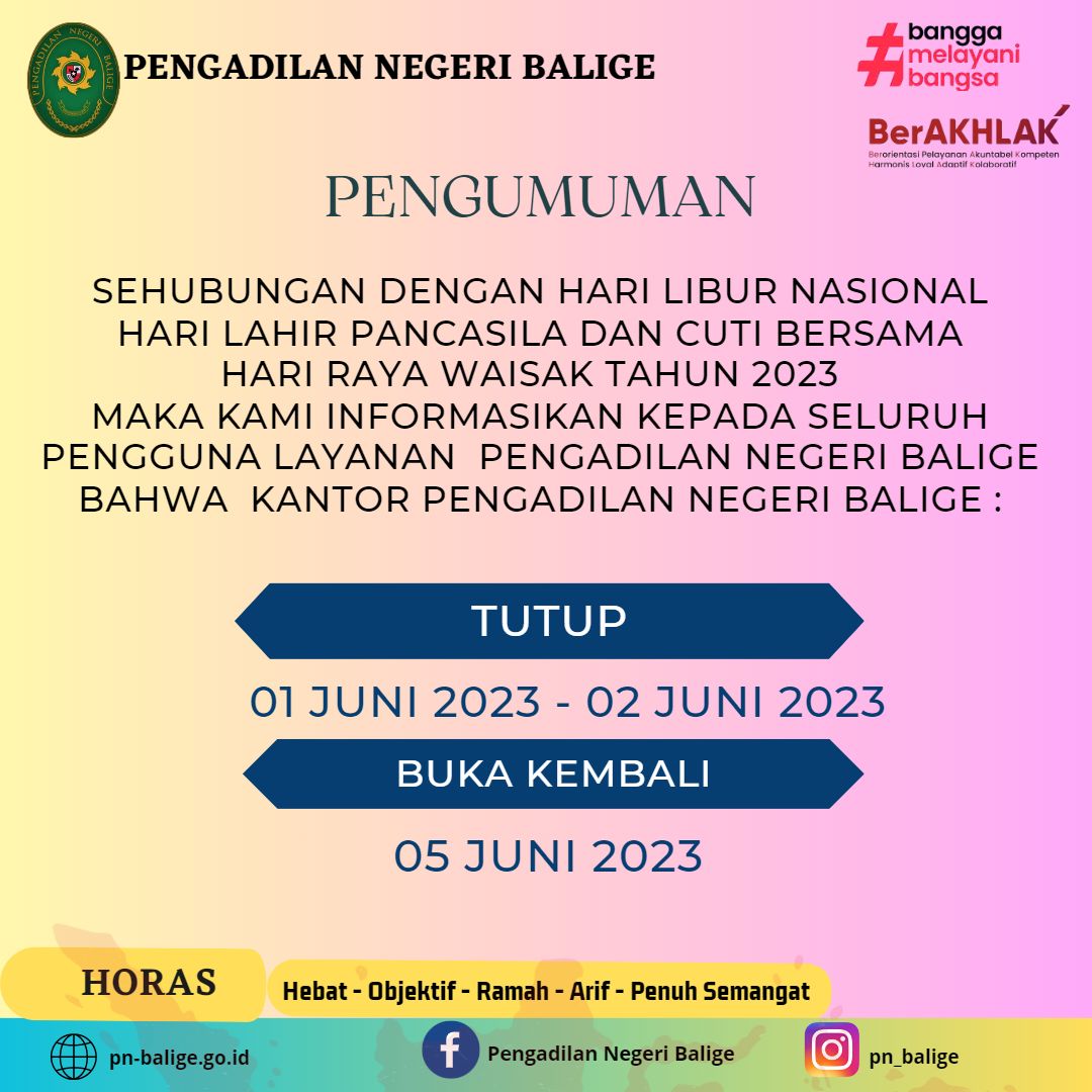 PENGUMUMAN HARI LIBUR NASIONAL 